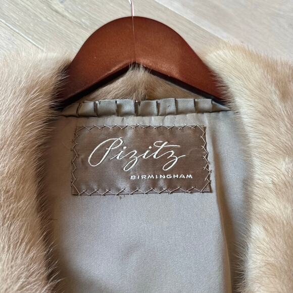 Vintage Pizitz Natural Brown Blonde Mink Fur Shawl Stole Coat Caplet Wrap S/M - Picture 3 of 11
